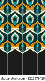 Seamless retro border in the style of the sixties. Art deco vintage wallpaper or fabric.