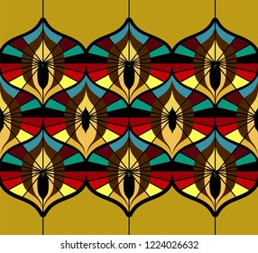 Seamless retro border in the style of the sixties. Art deco vintage wallpaper or fabric.