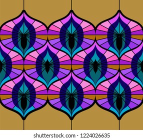 Seamless retro border in the style of the sixties. Art deco vintage wallpaper or fabric.