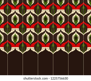 Seamless retro border in the style of the sixties. Art deco vintage wallpaper or fabric.