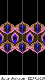 Seamless retro border in the style of the sixties. Art deco vintage wallpaper or fabric.