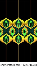 Seamless retro border in the style of the sixties. Art deco vintage wallpaper or fabric.