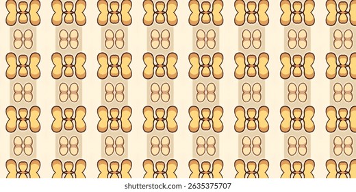 Seamless Retro Butterfly-Inspired Floral Pattern in Warm Tones