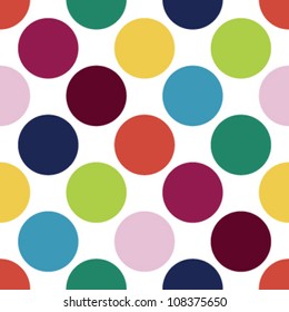 Seamless retro candy color inspired polka dot pattern