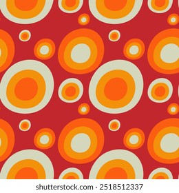 Seamless retro circles in orange and red