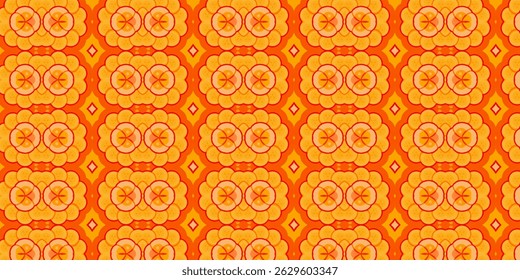 Seamless Retro Citrus Pattern in Bold Orange Tones