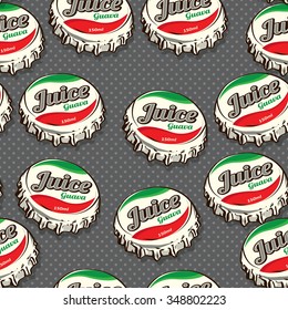 Seamless Retro / Classic Popular Bottle Caps Background Pattern in Vector
