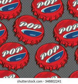 Seamless Retro / Classic Popular Bottle Caps Background Pattern in Vector
