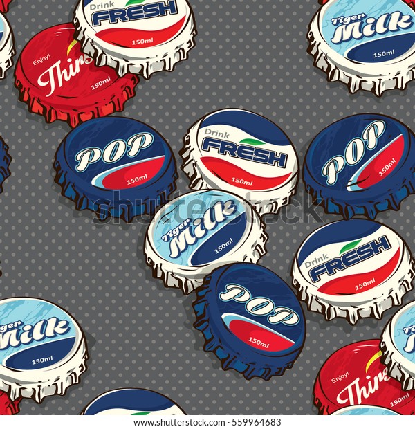 Seamless Retro Classic Popular Bottle Caps Stock Vector (Royalty Free ...
