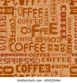 seamless retro coffee pattern,background. grungy vector