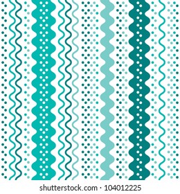 Seamless retro colorful dots and lines pattern, vector illustration
