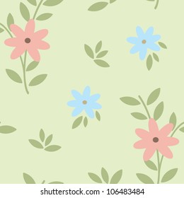 Seamless retro colorful ornamental pattern with flowers, vector illustration
