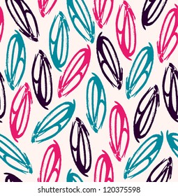 Seamless retro colorful texture. Endless pattern with free painted stylized leaves, template for design and decoration