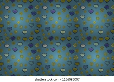 Seamless of retro comic with LOVE expression text. Raster illustration. Vintage design, pop art style. Cute blue, green and black colors elements. Valentine':s day print.