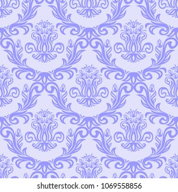 Seamless retro Damask Wallpaper with Tulip Flowers