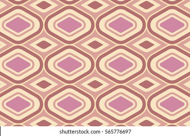 Seamless Retro Diamond Pattern with round corners/ Rose colors on cream background /
Pattern saved to pattern swatches