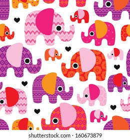 Seamless retro elephant kids pattern wallpaper background in vector 