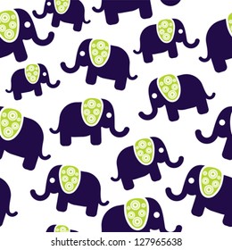 Seamless retro elephant pattern