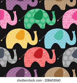 Seamless retro elephant pattern