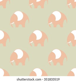 Seamless retro elephant pattern. Cute seamless pattern with elephants in pastel colors. Kids illustration.
