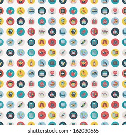 seamless retro Flat Medical pattern