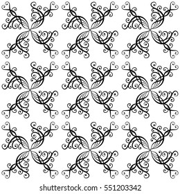 Seamless retro floral baroque black and white ornament