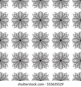 Seamless retro floral baroque black and white ornament