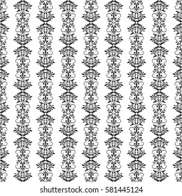 Seamless retro floral baroque black and white ornament