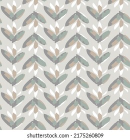 Seamless retro floral ornament. Abstract spring colorful leaf textured pattern on beige background.