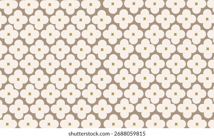 Padrão floral retrô contínuo em bege e marrom - fundo geométrico minimalista da flor