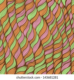 Seamless retro floral pattern with hand drawn abstract leaves