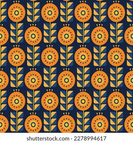 Seamless retro floral pattern in scandinavian style. Modern abstract design for paper, cover, fabric, pacing and other users. 
