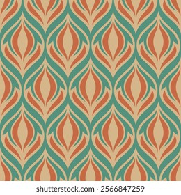 Seamless retro floral pattern in the style of the 70s. Vector illustration background.