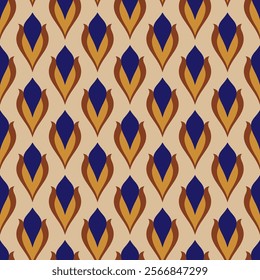 Seamless retro floral pattern in the style of the 70s. Vector illustration background.