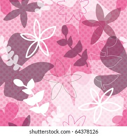 seamless retro flower background pattern with polka dot texture in vector