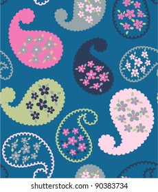 seamless retro flower on blue background