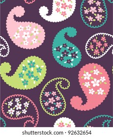 seamless retro flower on dark background