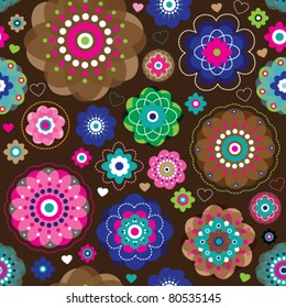 Seamless retro flower ornament decoration background pattern in vector