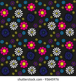 Seamless Retro Flower Pattern