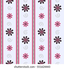 Seamless Retro Flower Pattern with Swirls & Dots / Pink, grey & Black
Pattern saved to pattern swatches