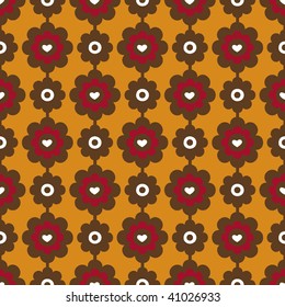 Seamless retro flower pattern in vector