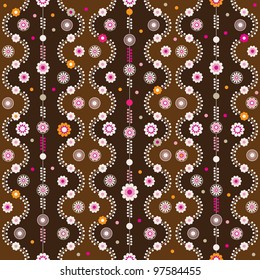 Nahtlose Retro-Blume, zigzag-Hintergrund-Muster, Vektorgrafik