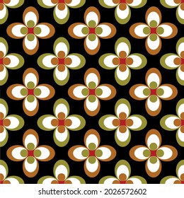 Seamless retro geometric floral pattern. Vector Illustration.