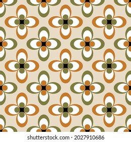 Seamless retro geometric floral pattern. Vector Illustration.