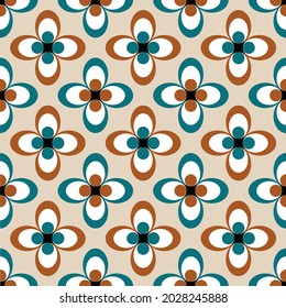 Patrón floral geométrico retro sin soldadura. Ilustración vectorial.