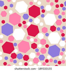 Seamless retro geometric pattern with random hexagons