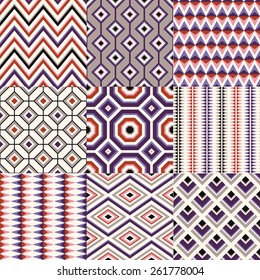 Seamless Retro Geometric Pattern Set