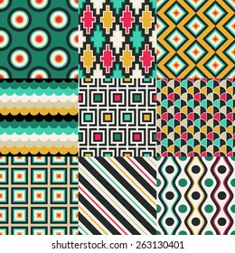 seamless retro geometric pattern set