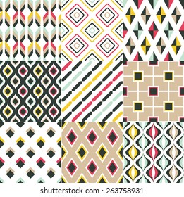 seamless retro geometric pattern set