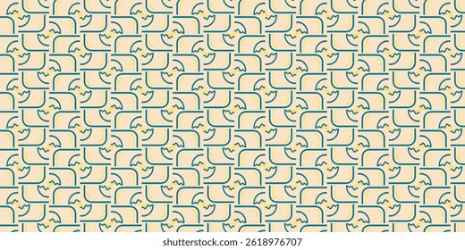 Padrão geométrico retro sem costura em amarelo suave e azul-petróleo